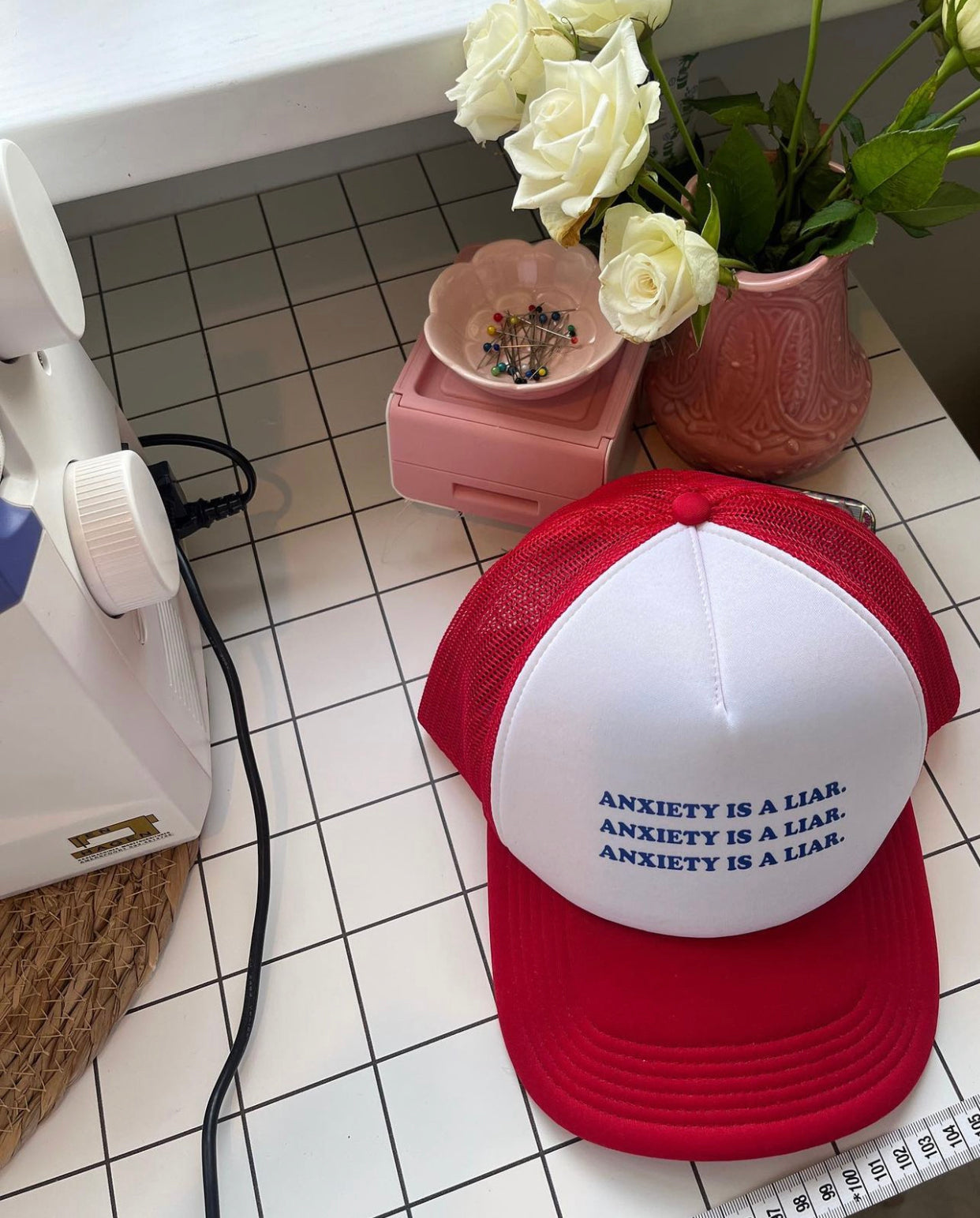 ANXIETY IS A LIAR TRUCKER HAT RED